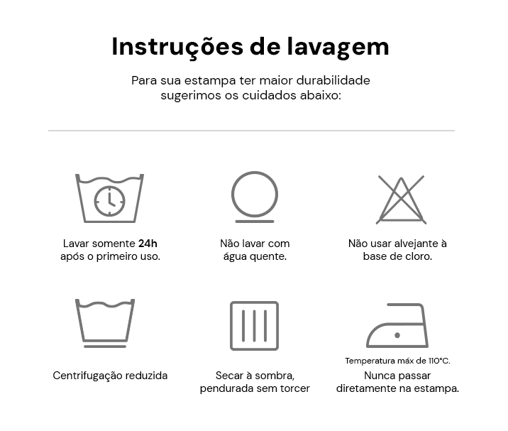 Informação sobre manutenção e lavagem dos produtos
